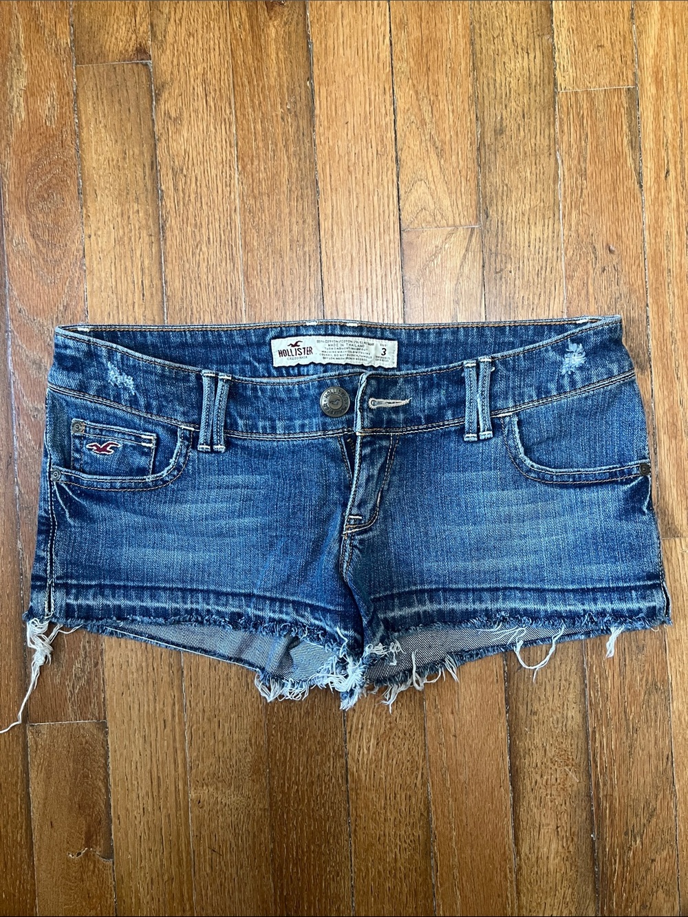 Hollister Distressed Dark Blue Denim Cutoff Shorts